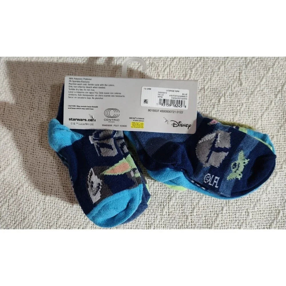 THE MANDALORIAN NEW TODDLER BOYS 12-24M ANKLE SOCKS 10 PAIR PACK STAR WARS